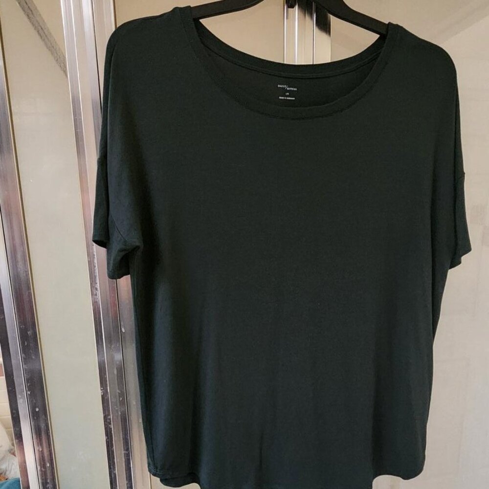 Daily Ritual Short Sleeves Oversized Dark Green Women's Top, Size L